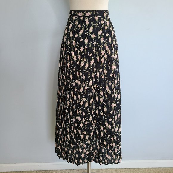 VINTAGE floral pleated midi skirt - Picture 3 of 4